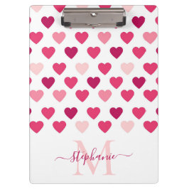 Personalisierte Niedliche Girly Pink Hearts Liebe Klemmbrett