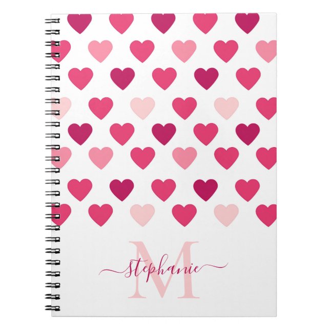 Personalisierte Niedliche Girly Pink Hearts Liebe Notizblock (Vorderseite)