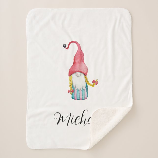 Personalisierte Niedliche Gnome-Illustration Sherpadecke (Vorderseite)