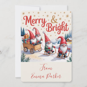 Personalisierte niedliche Gnome Weihnachtskarte Feiertagskarte