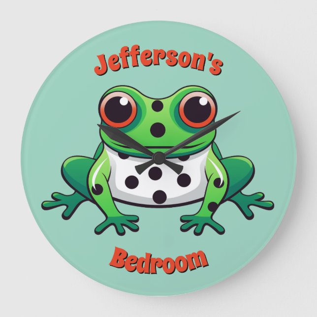 Personalisierte Niedliche Green Polka Dot Wall Uhr (Vorderseite)