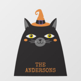 Personalisierte Niedliche Halloween-Schwarzkatze Fensteraufkleber