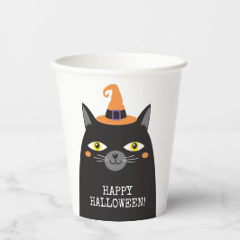Personalisierte Niedliche Halloween-Schwarzkatze Pappbecher