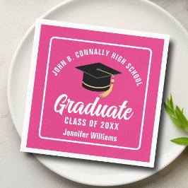 Personalisierte niedliche Hot-Pink-Graduierungspar Serviette