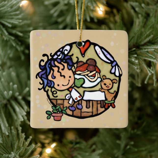 Personalisierte Niedliche italienische Küche Spagh Keramikornament (Baum)