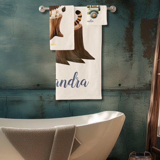 Personalisierte Niedliche Jungtiere Kinder Badhandtuch Set (Von Creator hochgeladen)