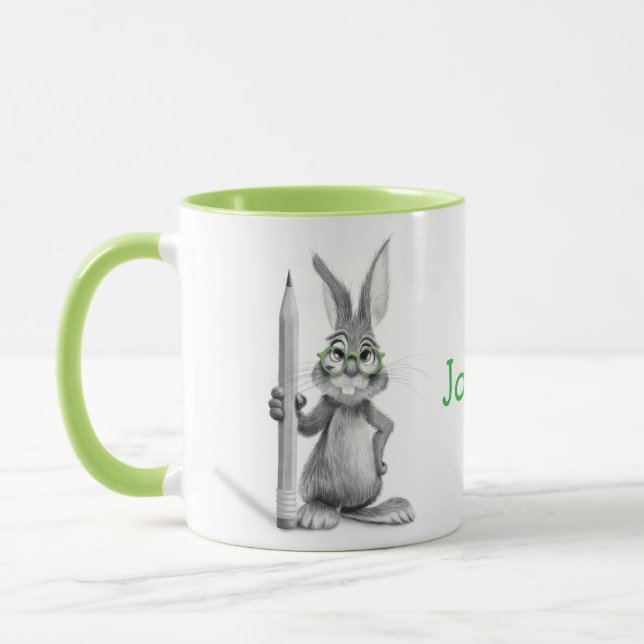 Personalisierte Niedliche KaninchenTasse mit grüne Tasse (Links)