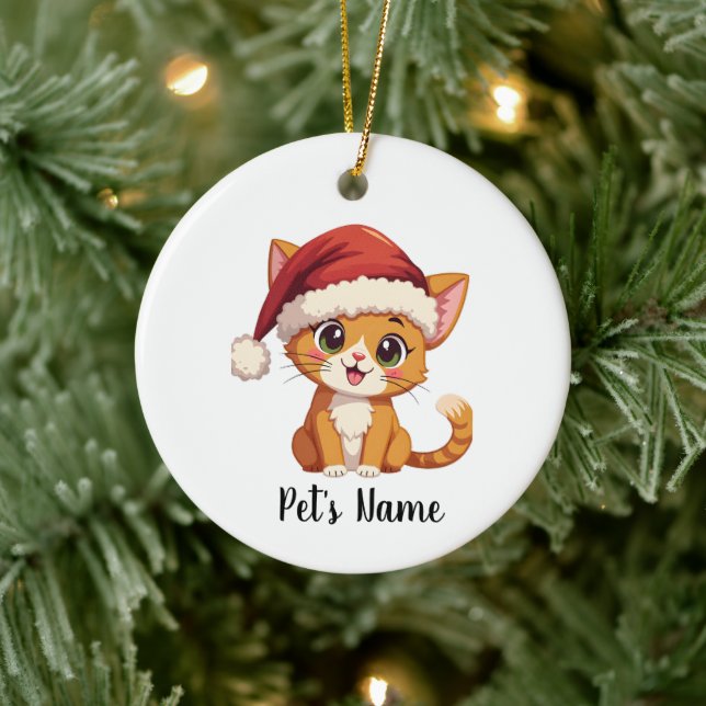 Personalisierte Niedliche Katze Keramik Ornament (Baum)