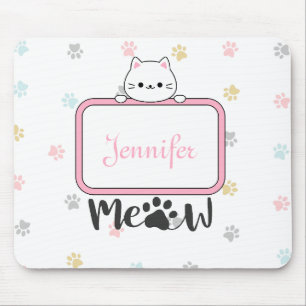 Personalisierte Niedliche Katze mit Name und Paw-A Mousepad