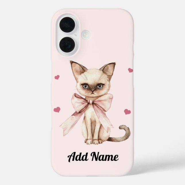 Personalisierte Niedliche Katze mit Pink Bow iPhon Case-Mate iPhone Hülle (Rückseite)