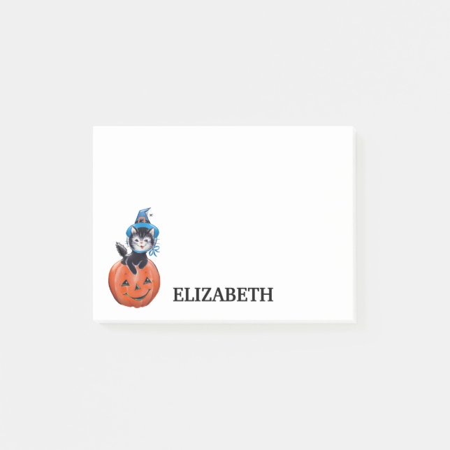 Personalisierte Niedliche Katze mit Pumpkin Post-it Klebezettel (Vorderseite)