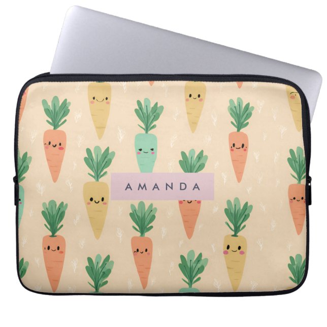 Personalisierte Niedliche Kawaii Pastel Carrot Fac Laptopschutzhülle (Vorderseite)