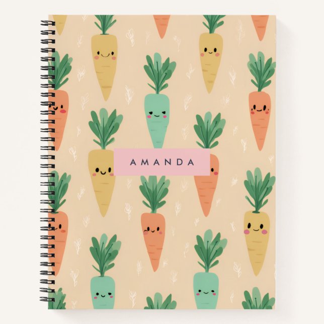 Personalisierte Niedliche Kawaii Pastel Carrot Fac Notizbuch (Vorderseite)