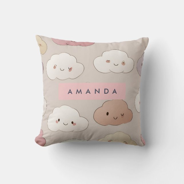Personalisierte Niedliche Kawaii Pastel Lächeln Wo Kissen (Vorderseite)