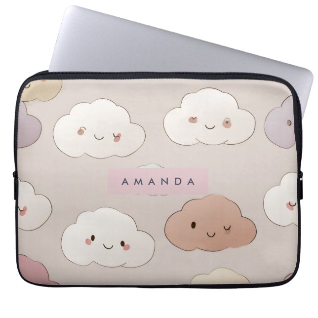 Personalisierte Niedliche Kawaii Pastel Lächeln Wo Laptopschutzhülle (Vorderseite)