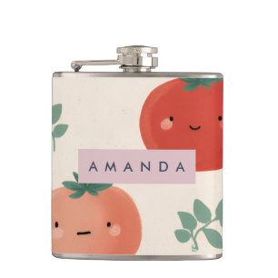 Personalisierte Niedliche Kawaii Pastel Tomato Ges Flachmann