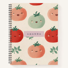 Personalisierte Niedliche Kawaii Pastel Tomato Ges Notizbuch