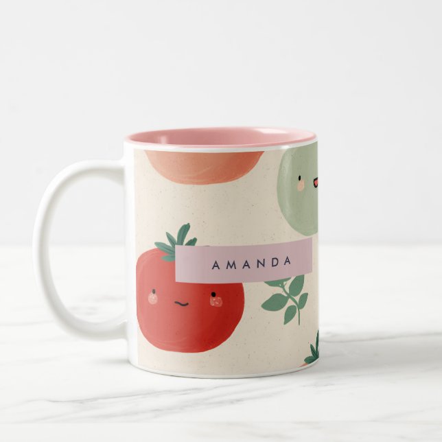 Personalisierte Niedliche Kawaii Pastel Tomato Ges Zweifarbige Tasse (Links)