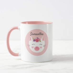 Personalisierte Niedliche Kinder Rosa Valentine Ka Tasse