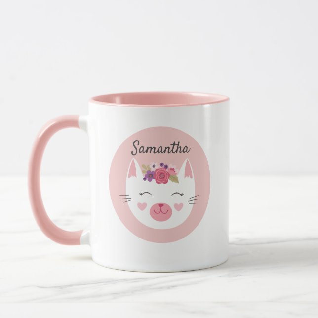 Personalisierte Niedliche Kinder Rosa Valentine Ka Tasse (Links)