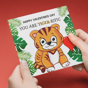 Personalisierte Niedliche Kinder Tiger-Valentinsta Feiertagskarte