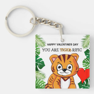 Personalisierte Niedliche Kinder Tiger-Valentinsta Schlüsselanhänger