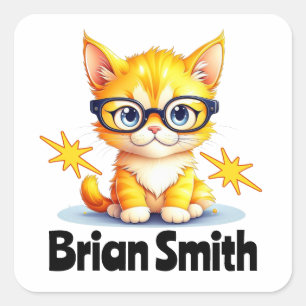 Personalisierte niedliche Kitty-Aufkleber Quadratischer Aufkleber
