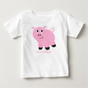 Personalisierte niedliche kleine rosa Schwein Mädc Baby T-shirt