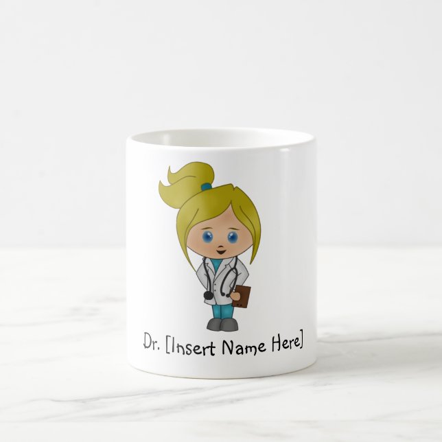 Personalisierte Niedliche Lady Doctor Tasse - Blon (Mittel)