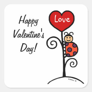 Personalisierte Niedliche LadyBug zeichnend Quadratischer Aufkleber