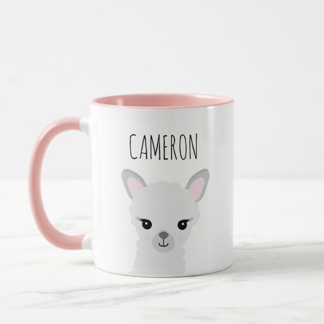 Personalisierte Niedliche Lama-Illustration Tasse (Links)