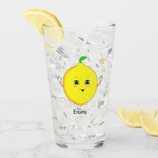 Personalisierte Niedliche Lemon & Star Glas (Vorderseite Ice)