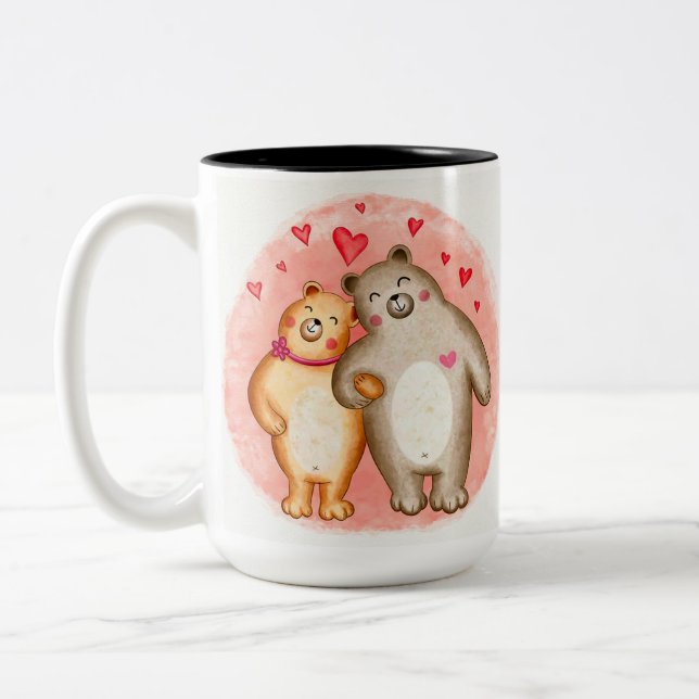 Personalisierte Niedliche Liebe Zweifarbige Tasse (Links)