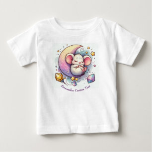 Personalisierte Niedliche Maus Schlafen auf einem  Baby T-shirt