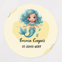Personalisierte Niedliche Mermaid, Name, Telefonnu