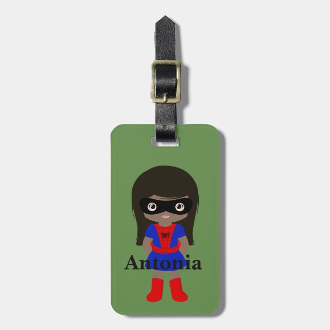 Personalisierte Niedliche Mini Spidergirl Kinder G Gepäckanhänger (Vorderseite vertikal)