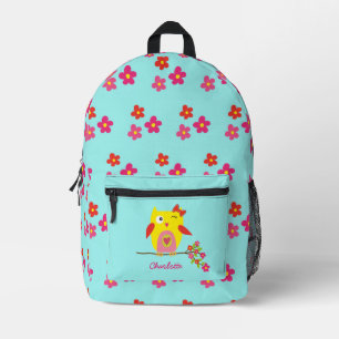 Personalisierte Niedliche Owl Yellow Pink Illustra Bedruckter Rucksack