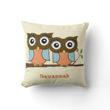 Personalisierte Niedliche Owls Blaue Orange Trendy