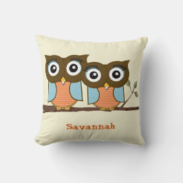 Personalisierte Niedliche Owls Blaue Orange Trendy Kissen