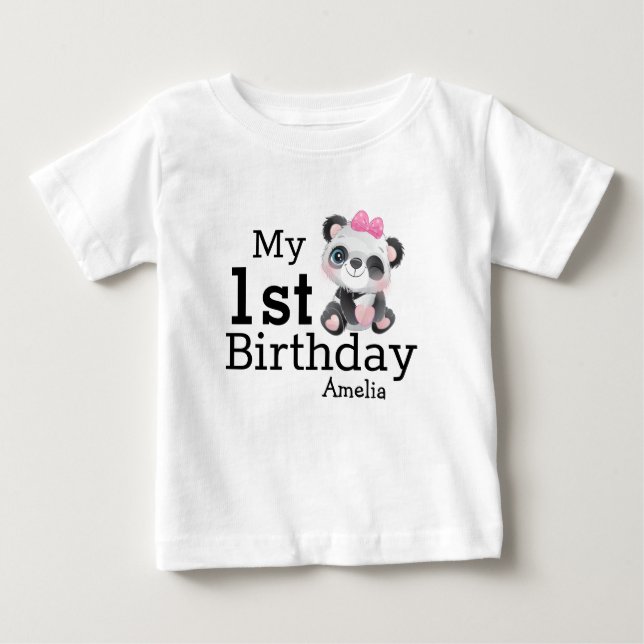 Personalisierte Niedliche Panda Girls zum ersten G Baby T-shirt (Vorderseite)