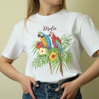 Personalisierte niedliche Papageien auf Zweig T-Shirt