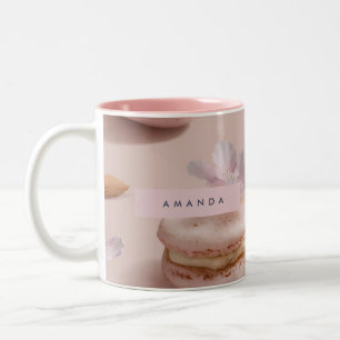Personalisierte Niedliche Pastel Macaron Almond Bl Zweifarbige Tasse