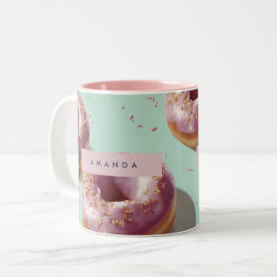 Personalisierte Niedliche Pastelköpfe & Sprinklen Zweifarbige Tasse