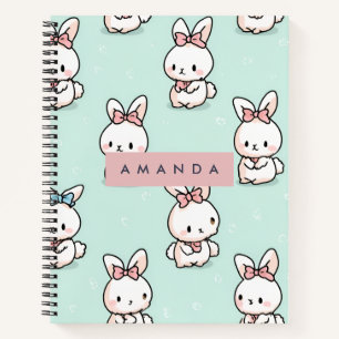Personalisierte Niedliche Pastell Bunny Pattern Notizbuch