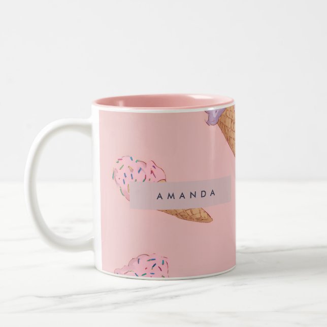 Personalisierte Niedliche Pastelle Ice Zweifarbige Tasse (Links)