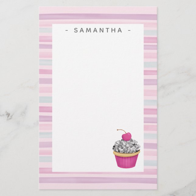 Personalisierte Niedliche Pink-Kuchen-Stationierun Briefpapier (Vorderseite)