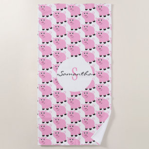 Personalisierte Niedliche Pink Pig Pattern Girls Strandtuch
