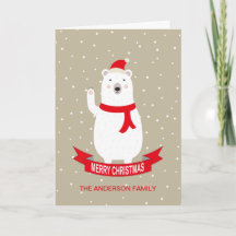Personalisierte Niedliche Polar Bear Weihnachtskar