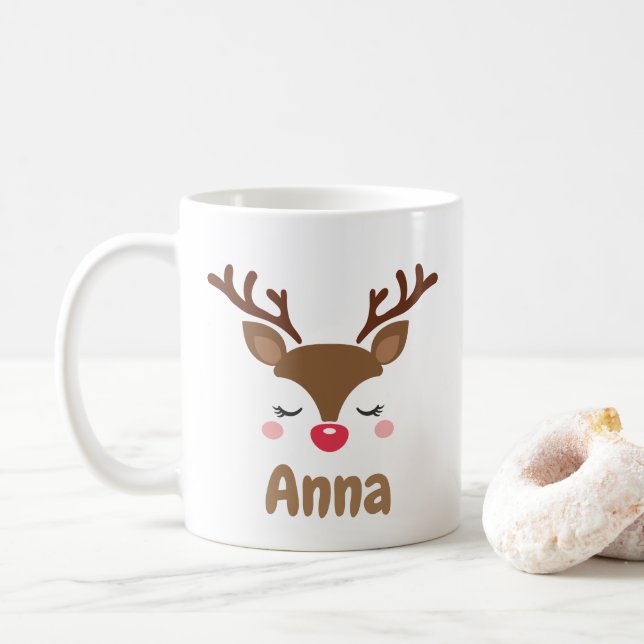 Personalisierte niedliche Rentierfestivals  Kaffeetasse (Mit Donut)