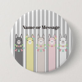 Personalisierte Niedliche Retro-farbige Llamas Button